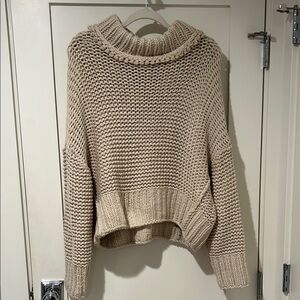 Free People Cream Cowl Neck Sweater